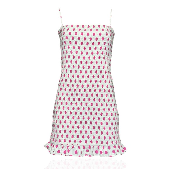 LOVERS + FRIENDS Burson Polka Dot Mini Dress - Pink/White - Picture 1 of 6